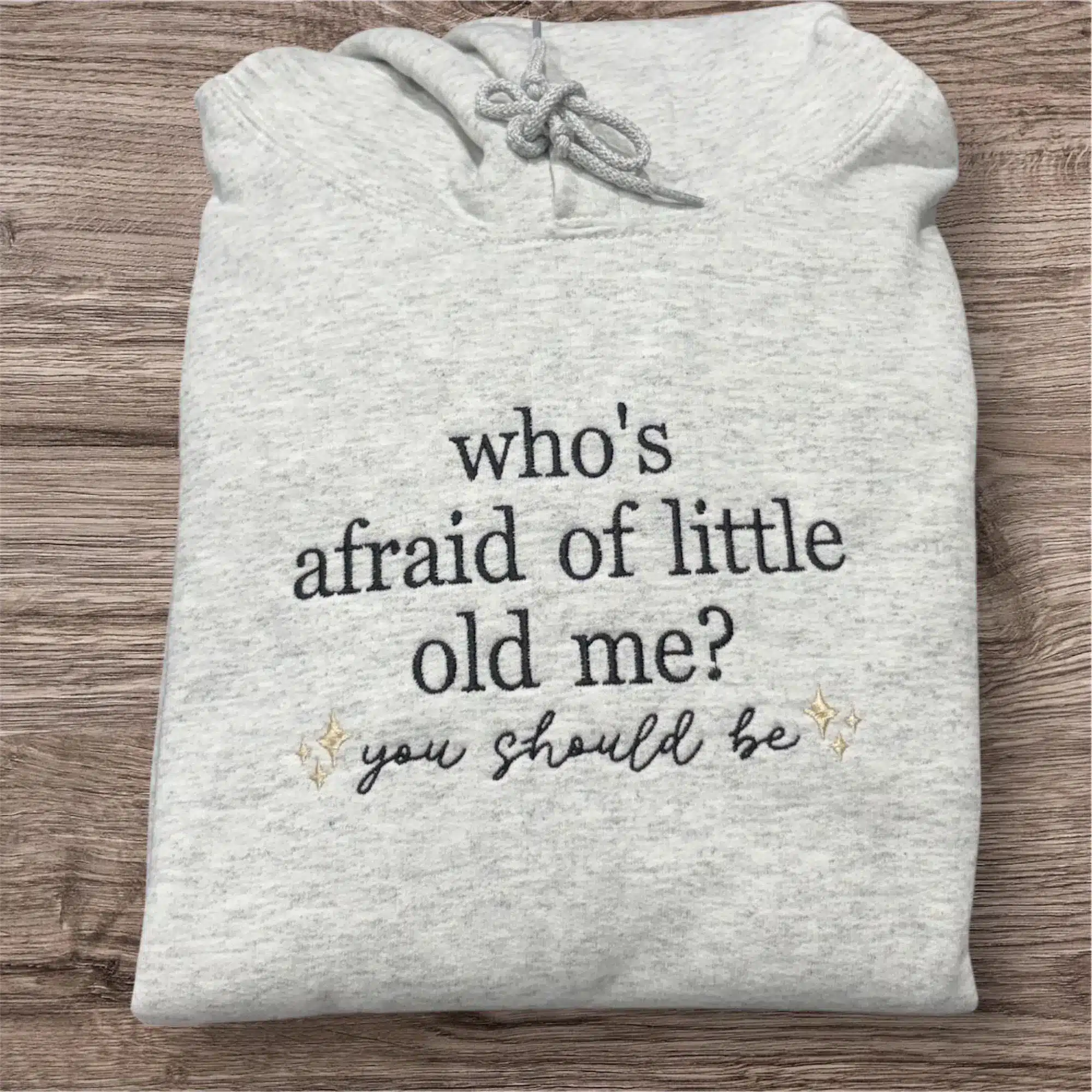 Embroidered 'who's afraid' Song Hoodie - Unisex Crew Neck Jumper - Image 4