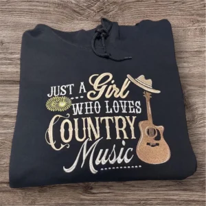 Embroidered Country Music Sweatshirt: Western Girl Hoodie