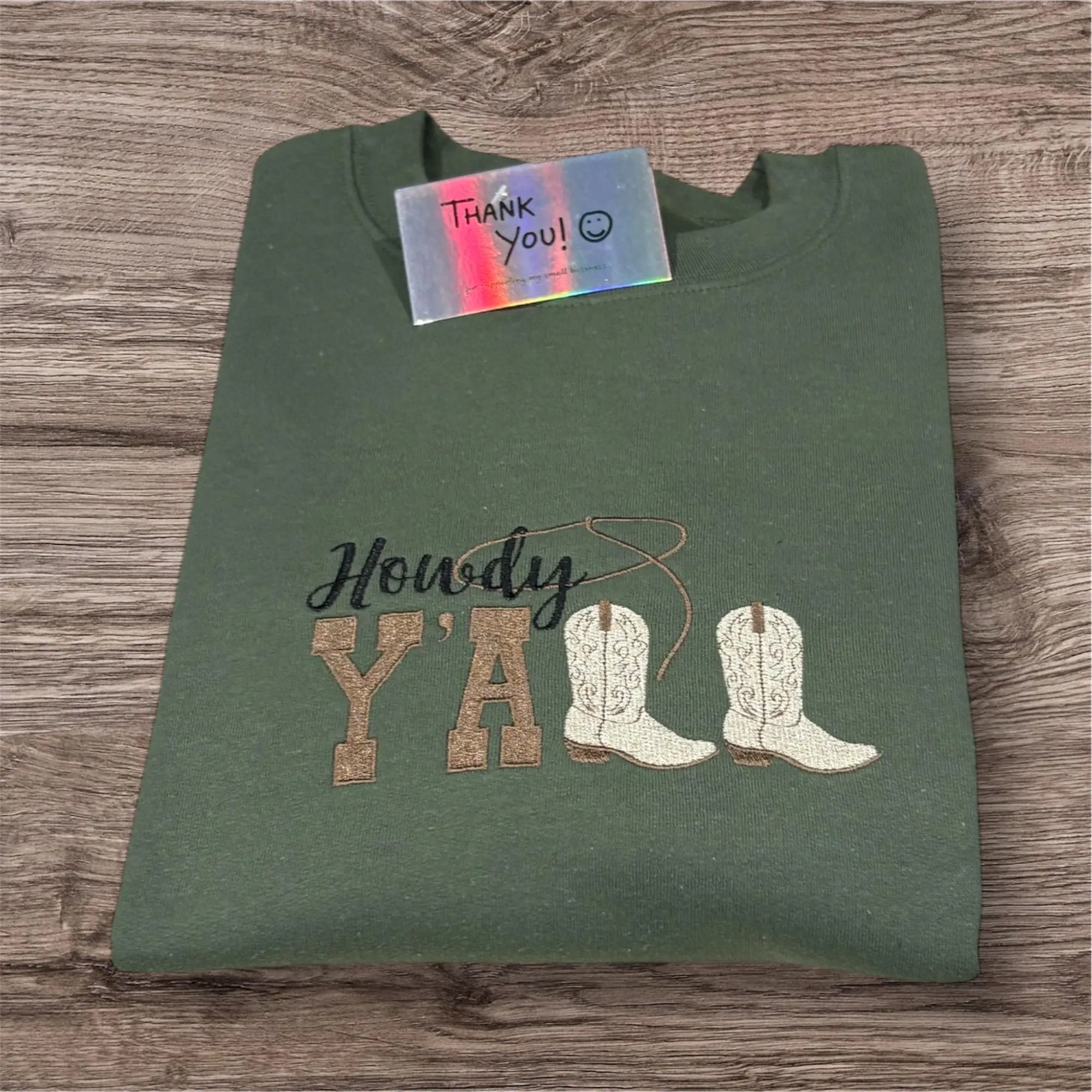Embroidered Cowboy Boots Sweatshirt: Howdy Y'all Western Style