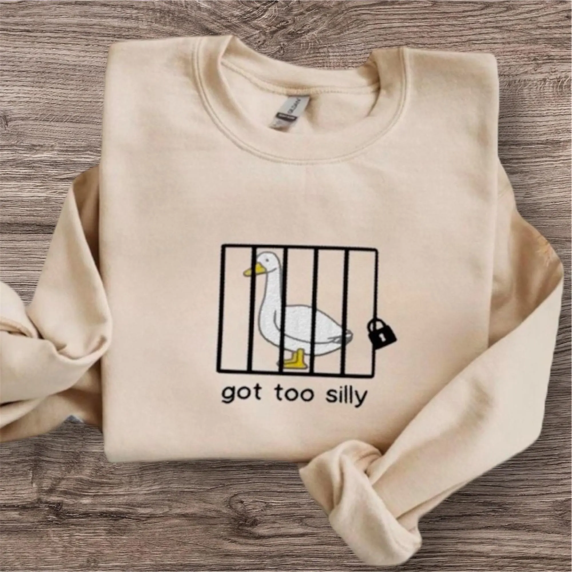 Embroidered Silly Goose Sweatshirt: Funny Animal Jumper - Image 3