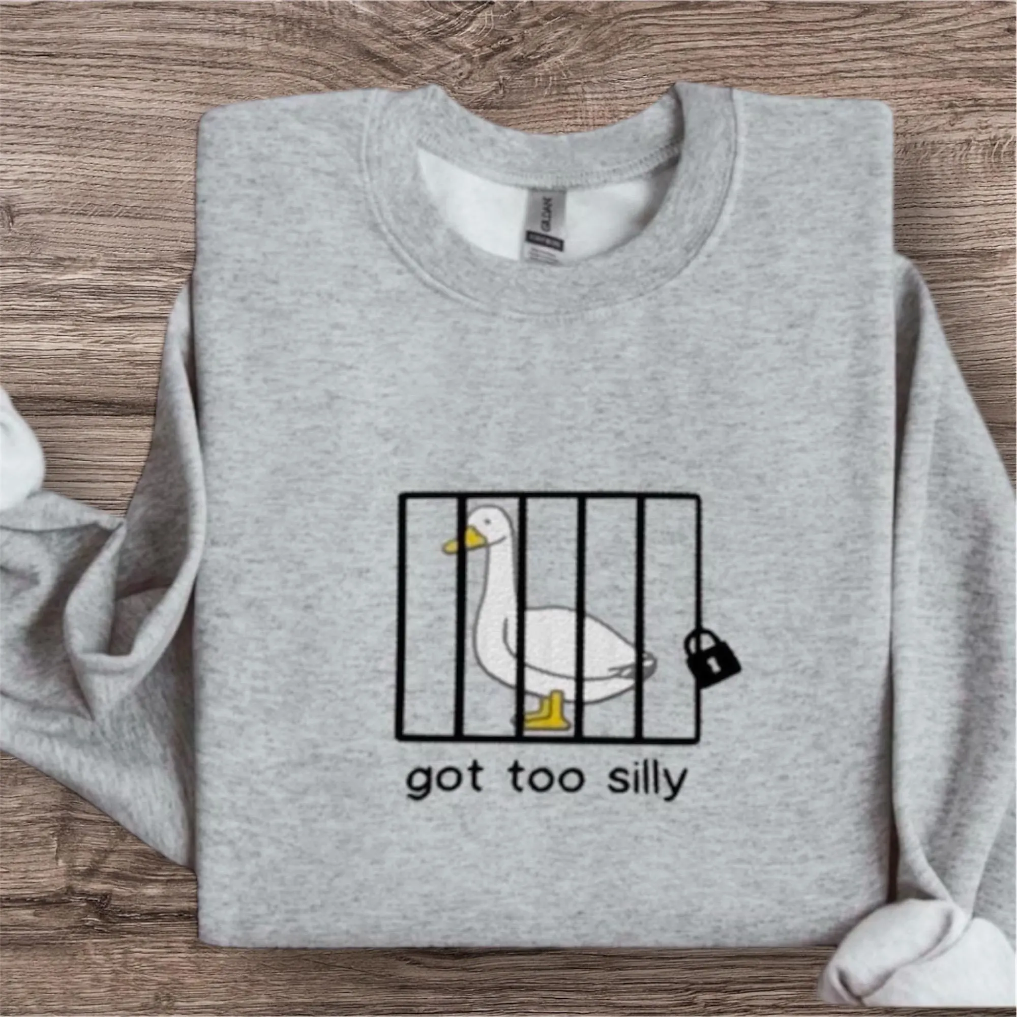 Embroidered Silly Goose Sweatshirt: Funny Animal Jumper