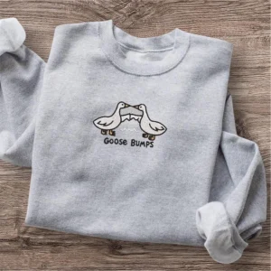 Embroidered Goose Sweatshirt: Funny Animal Jumper