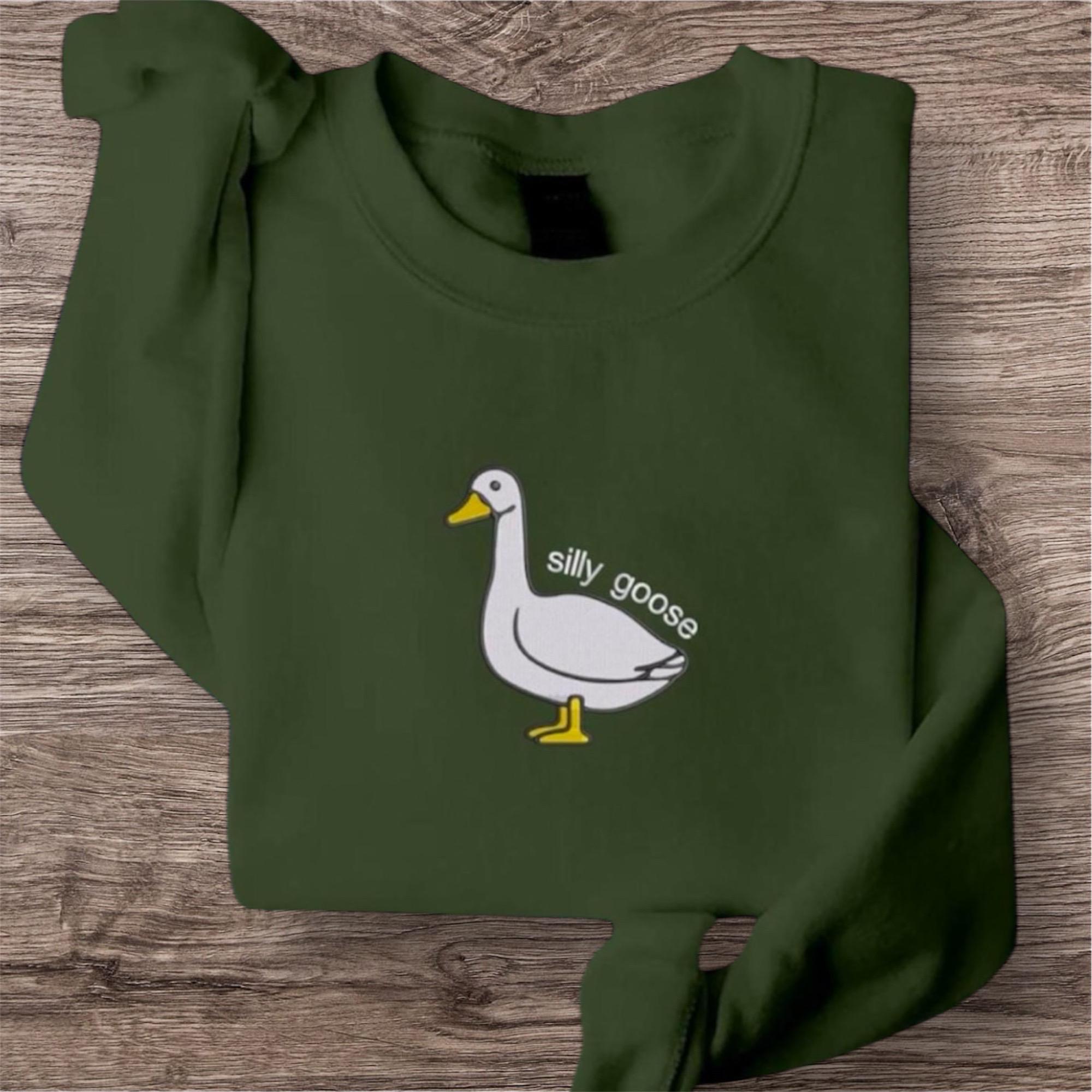 Embroidered Silly Goose Sweatshirt: Funny Animal Jumper - Image 2