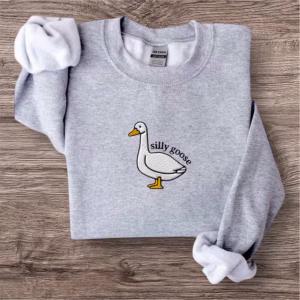 Embroidered Silly Goose Sweatshirt: Funny Animal Jumper