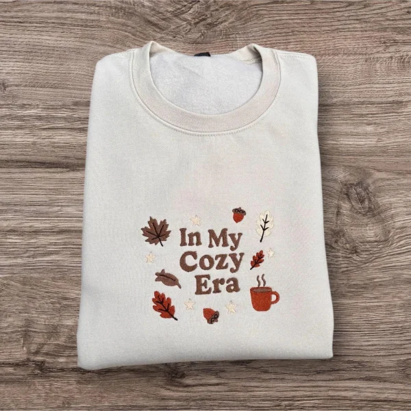 Embroidered Autumn Leaves Sweatshirt: Cozy Season Fashion - Image 2