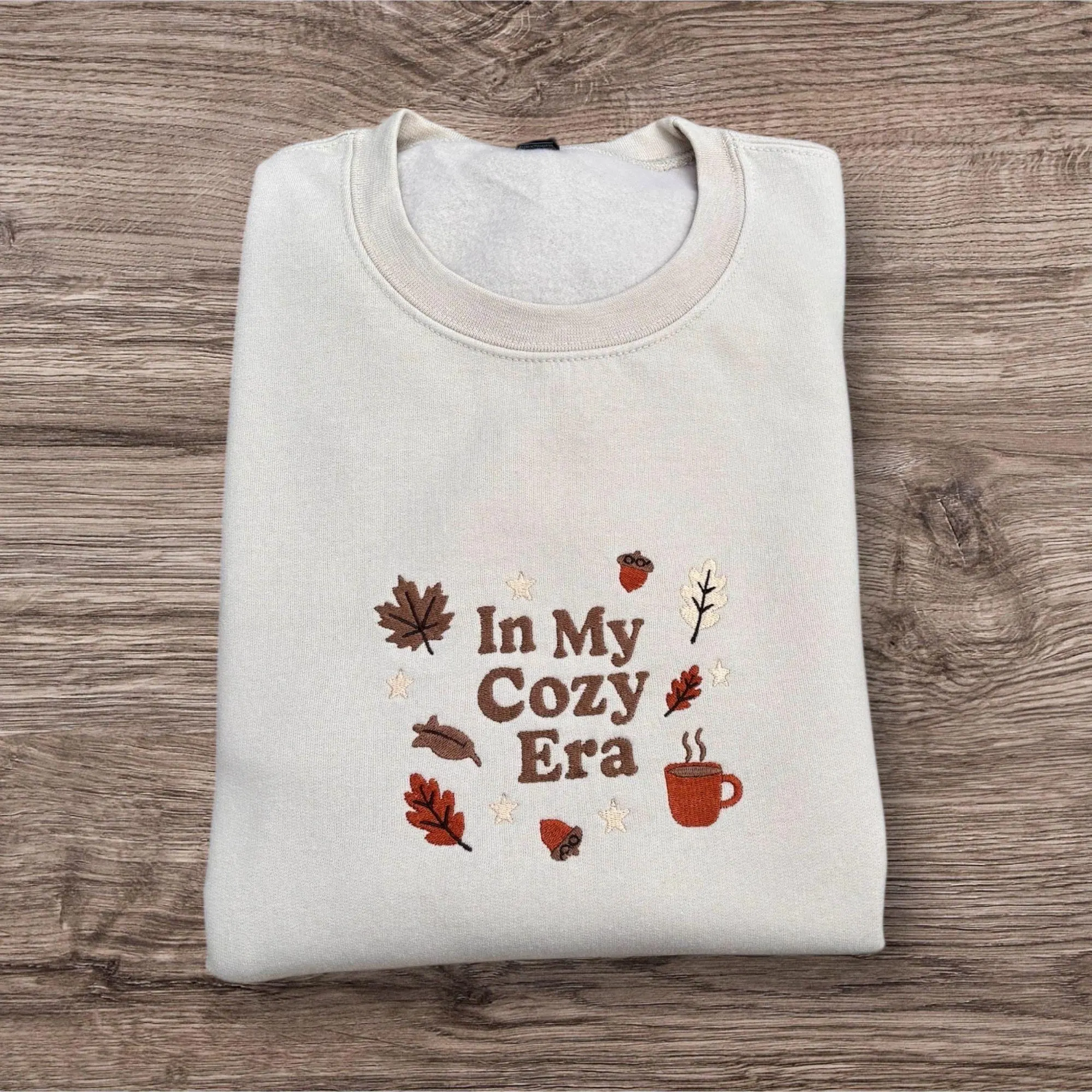 Embroidered Autumn Leaves Sweatshirt: Cozy Season Fashion - Image 2