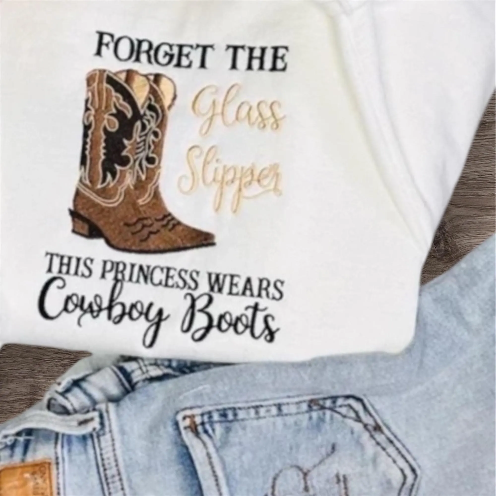 Embroidered Princess Cowboy Boots Sweatshirt: Western Country Clothing - Image 4