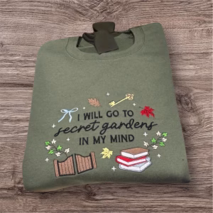 Embroidered Secret Garden Sweatshirt: Book Lover Crew Neck