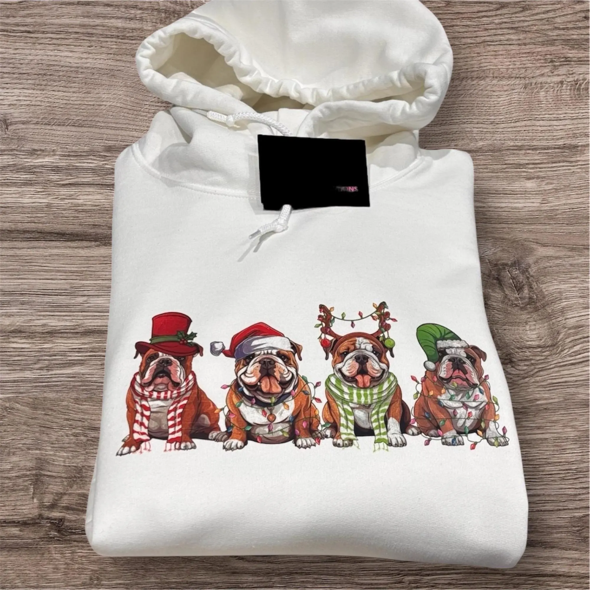 English Bulldog Christmas Shirt: Festive Dog Jumper, Unisex Crew Neck