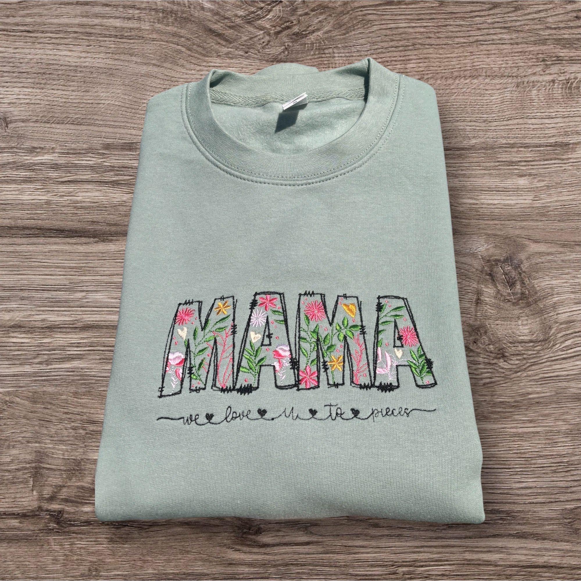 Embroidered MAMA Floral Sweatshirt: Wildflower Gift for Mum