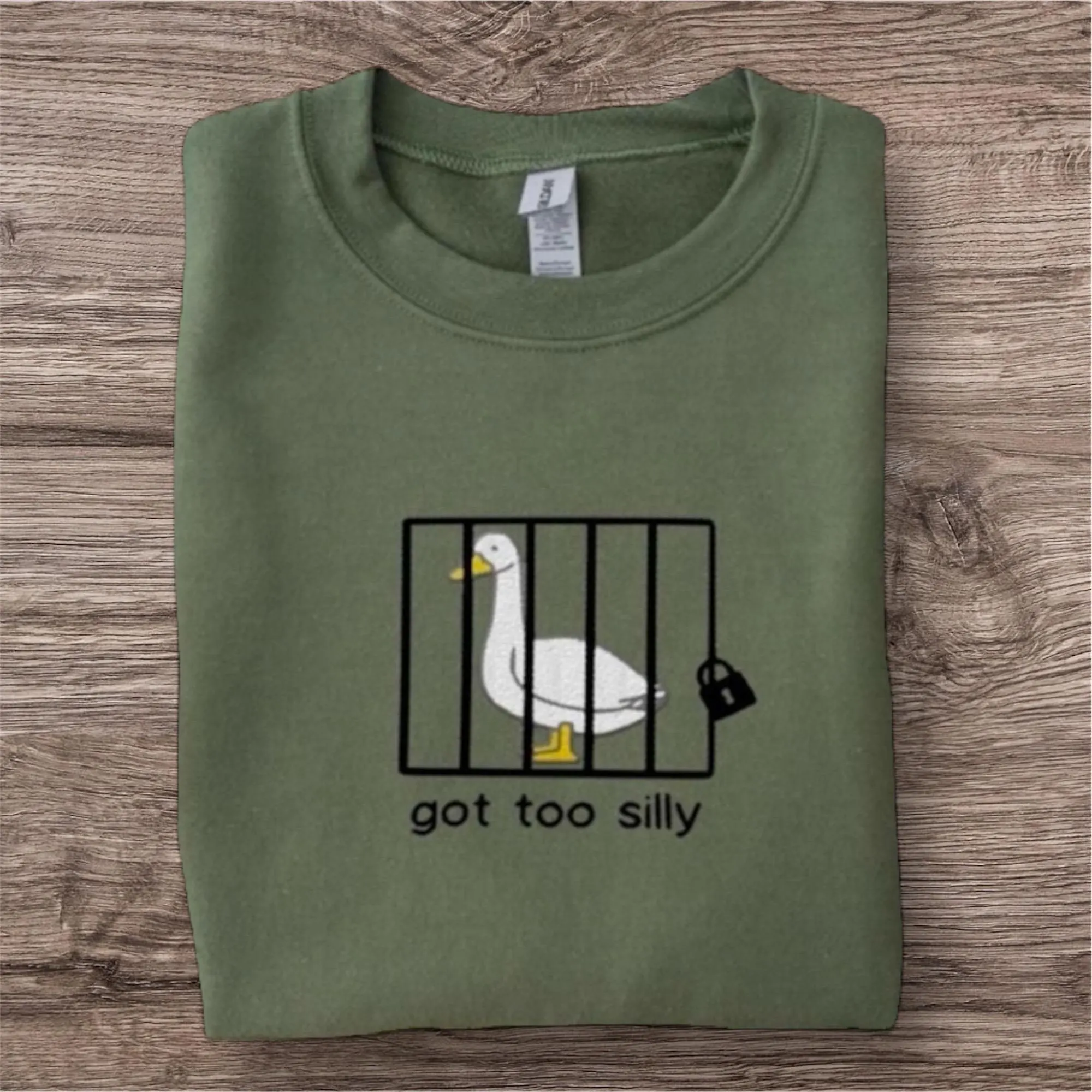 Embroidered Silly Goose Sweatshirt: Funny Animal Jumper - Image 2