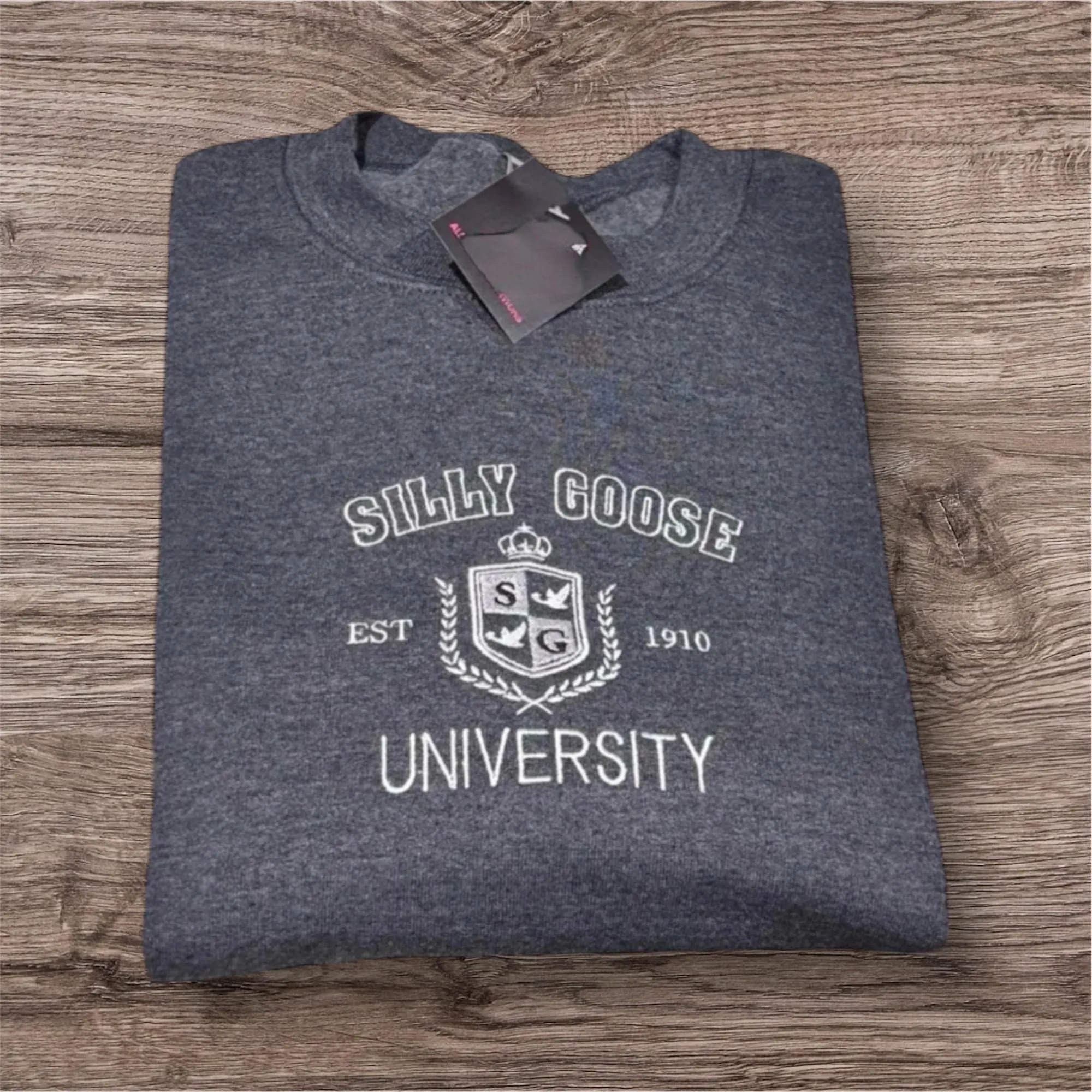 Embroidered Silly Goose University Sweatshirt or Hoodie