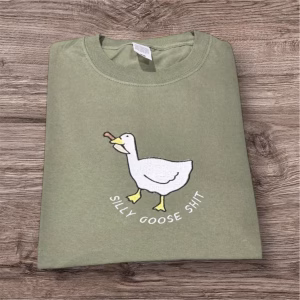 Embroidered Silly Goose T-Shirt: Funny Animal Jumper