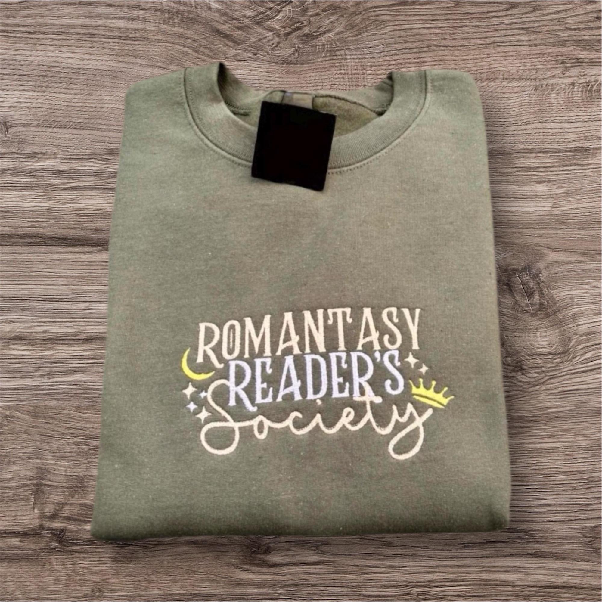 Embroidered Romantasy Reader's Society Sweatshirt: Crew Neck Jumper