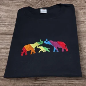Embroidered LGBTQ Pride Elephant Family Shirt: Unisex Fit