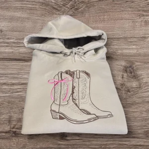 Embroidered Cowboy Boots Sweatshirt: Western Cowgirl Style