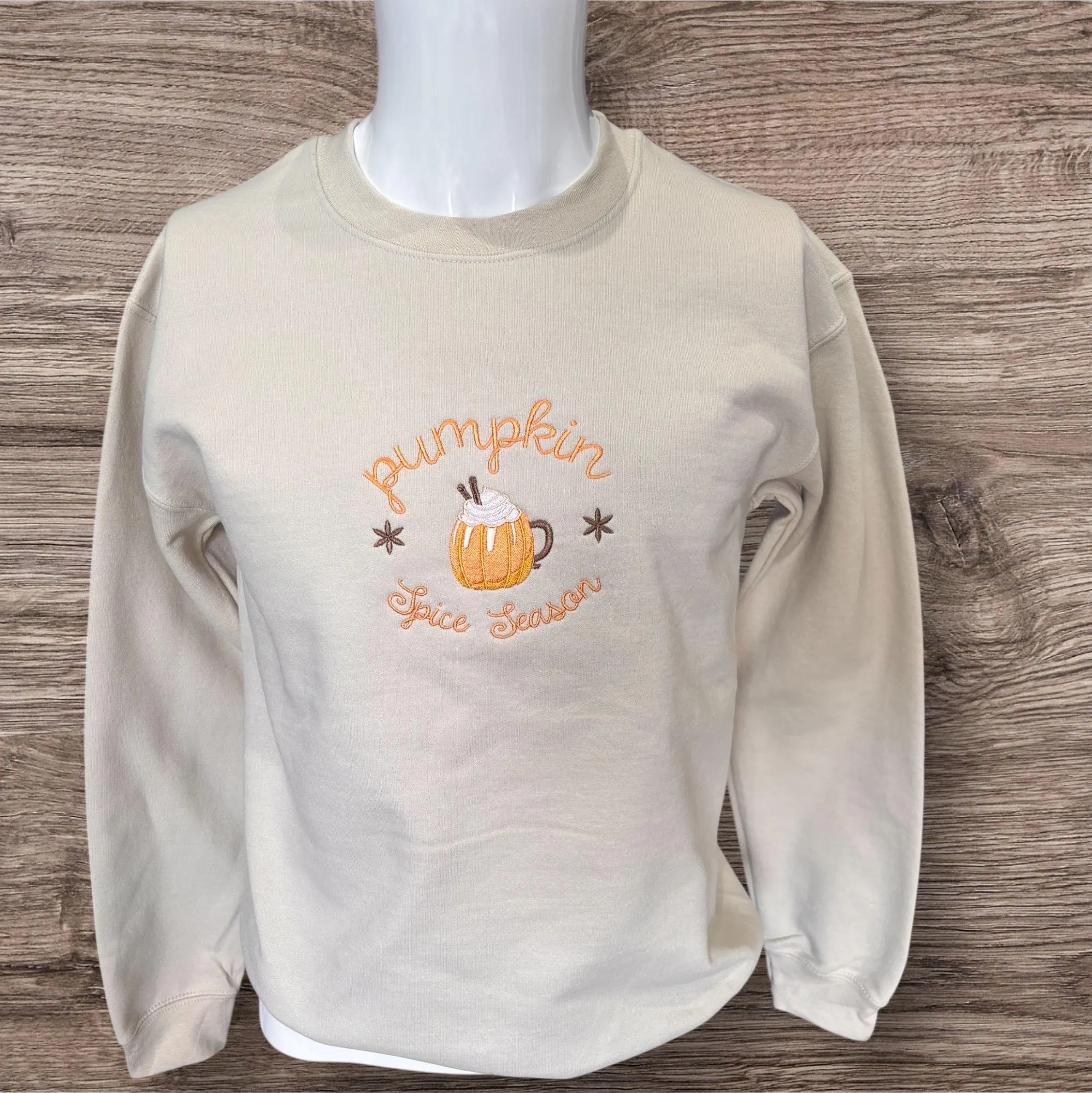 Embroidered Pumpkin Spice Sweatshirt: Autumn Leaves Season Jumper - Image 2