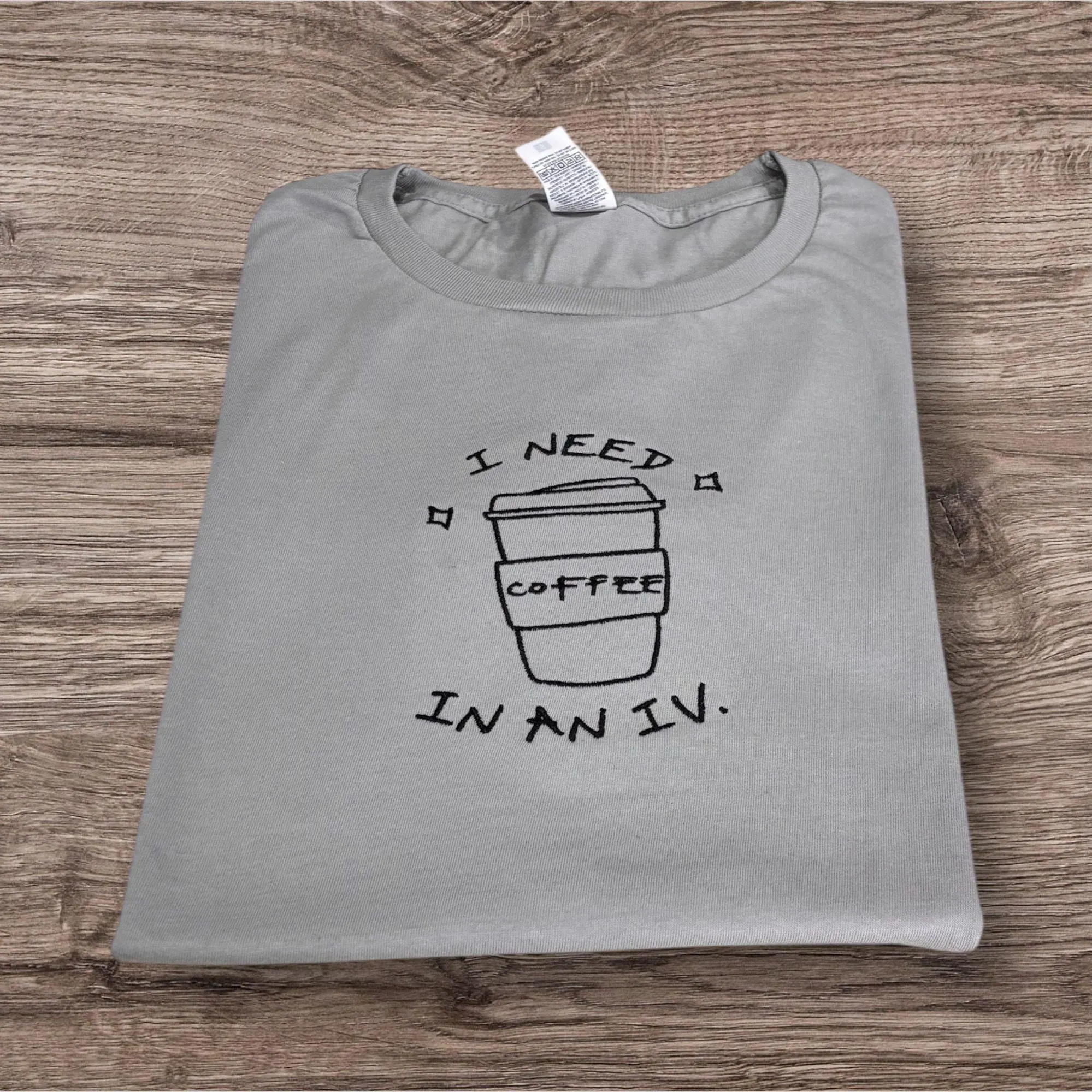 Embroidered "I Need Coffee" Sweatshirt: Funny Coffee Lover Gift