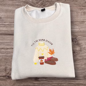 Embroidered "Tis the Damn Season" Sweatshirt: Cosy Autumn Jumper