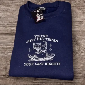 Embroidered Cat Cowboy Sweatshirt: Funny Countrycore Pullover