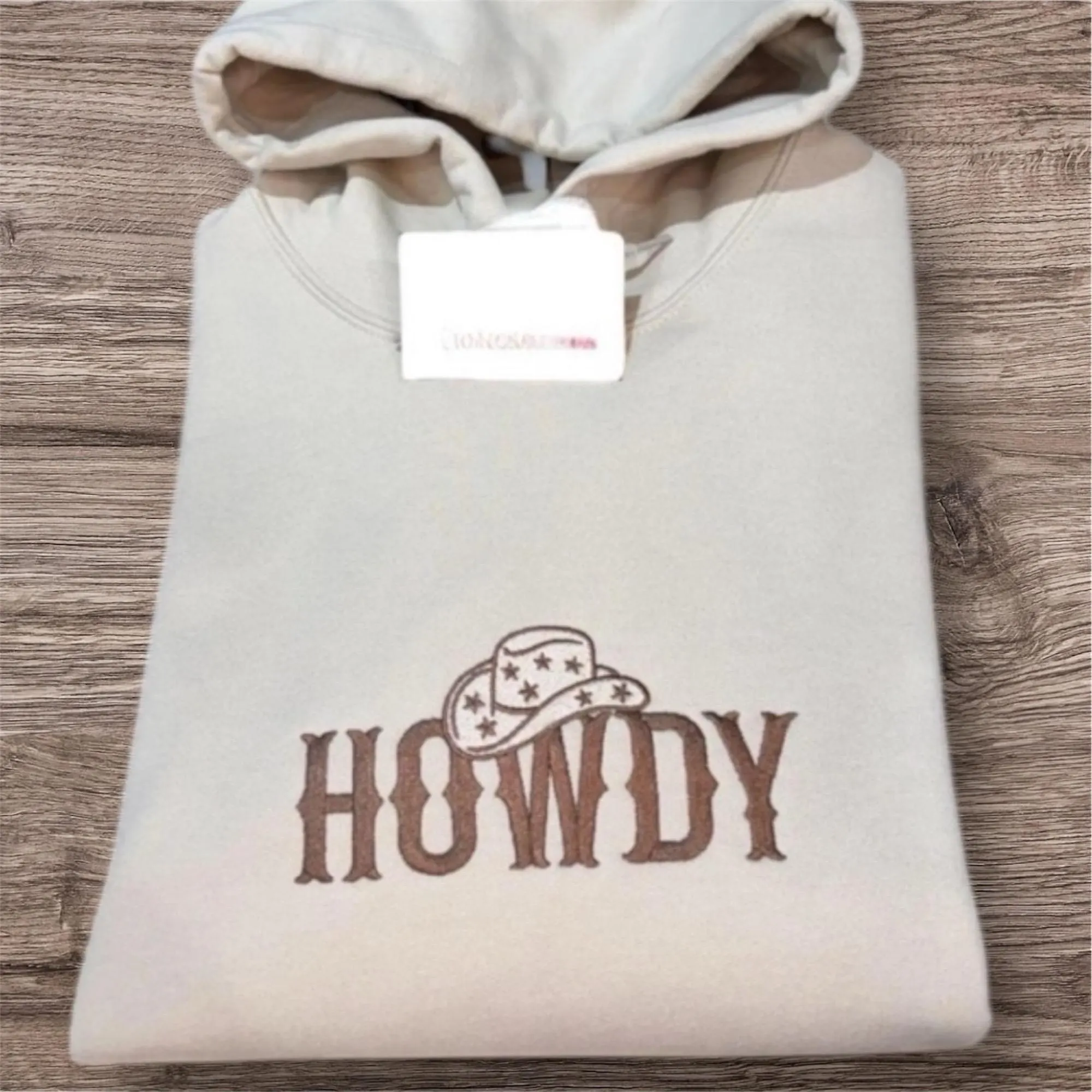 Embroidered Howdy Sweatshirt or Hoodie: Western Cowboy Hat