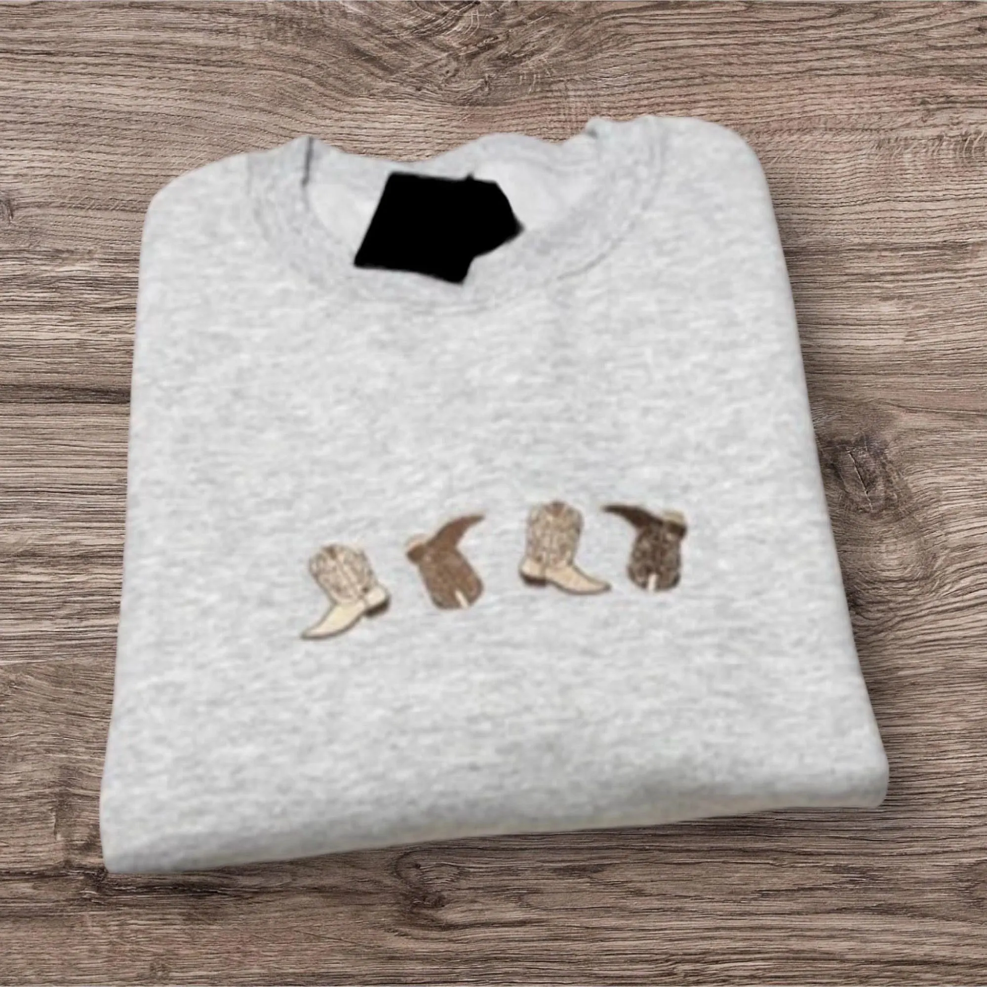 Embroidered Cowboy Boots Sweatshirt: Country Music Western Wear