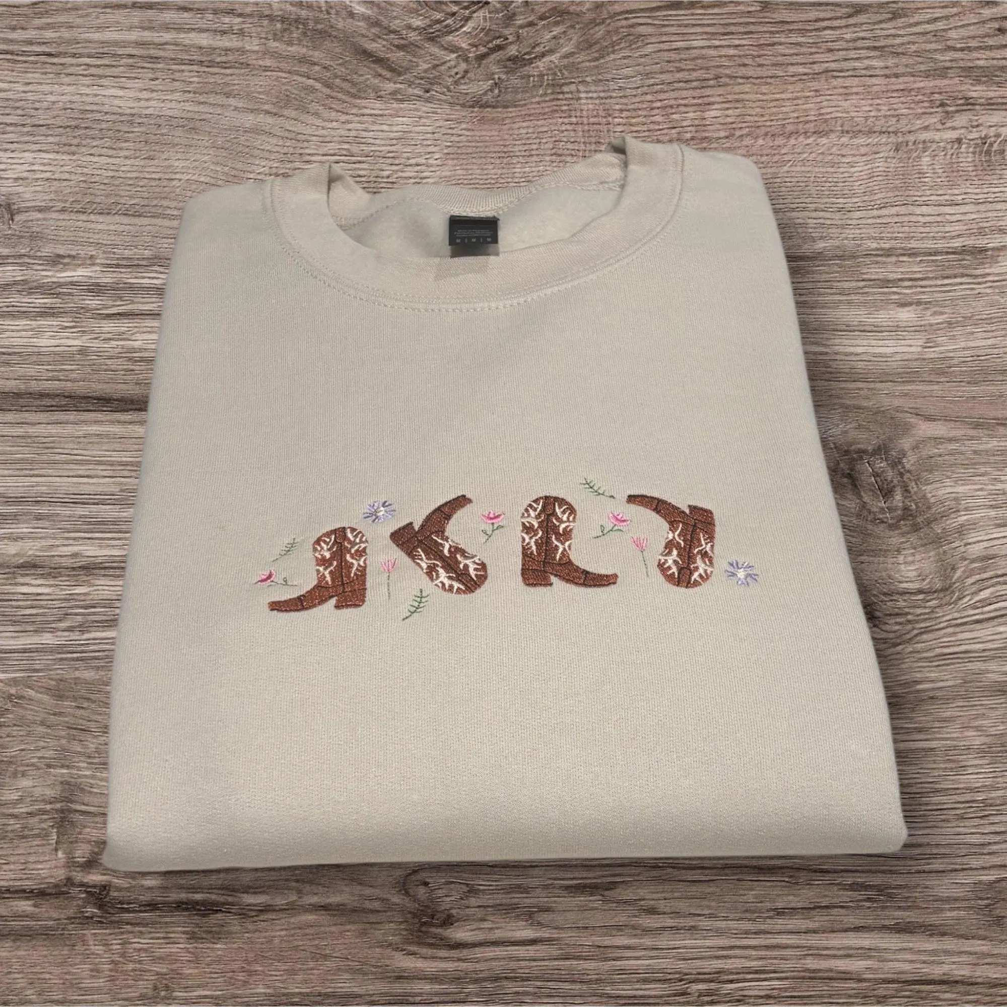Embroidered Cowboy Boots Sweatshirt: Country Music Western Wear - Image 3