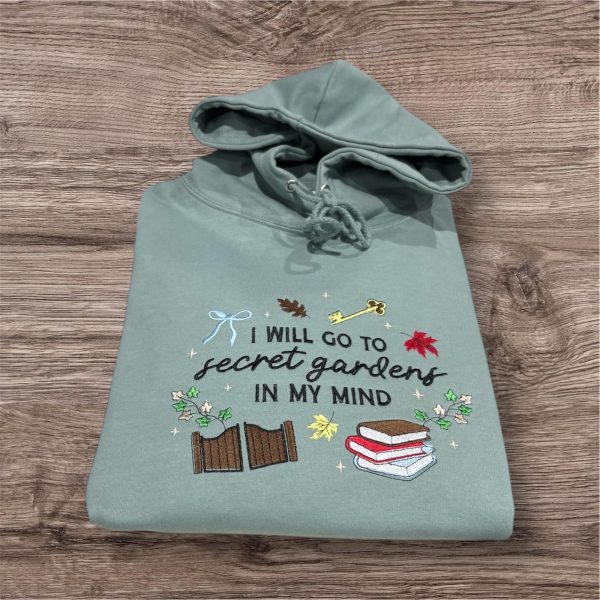 Embroidered Secret Garden Sweatshirt: Book Lover Crew Neck - Image 3