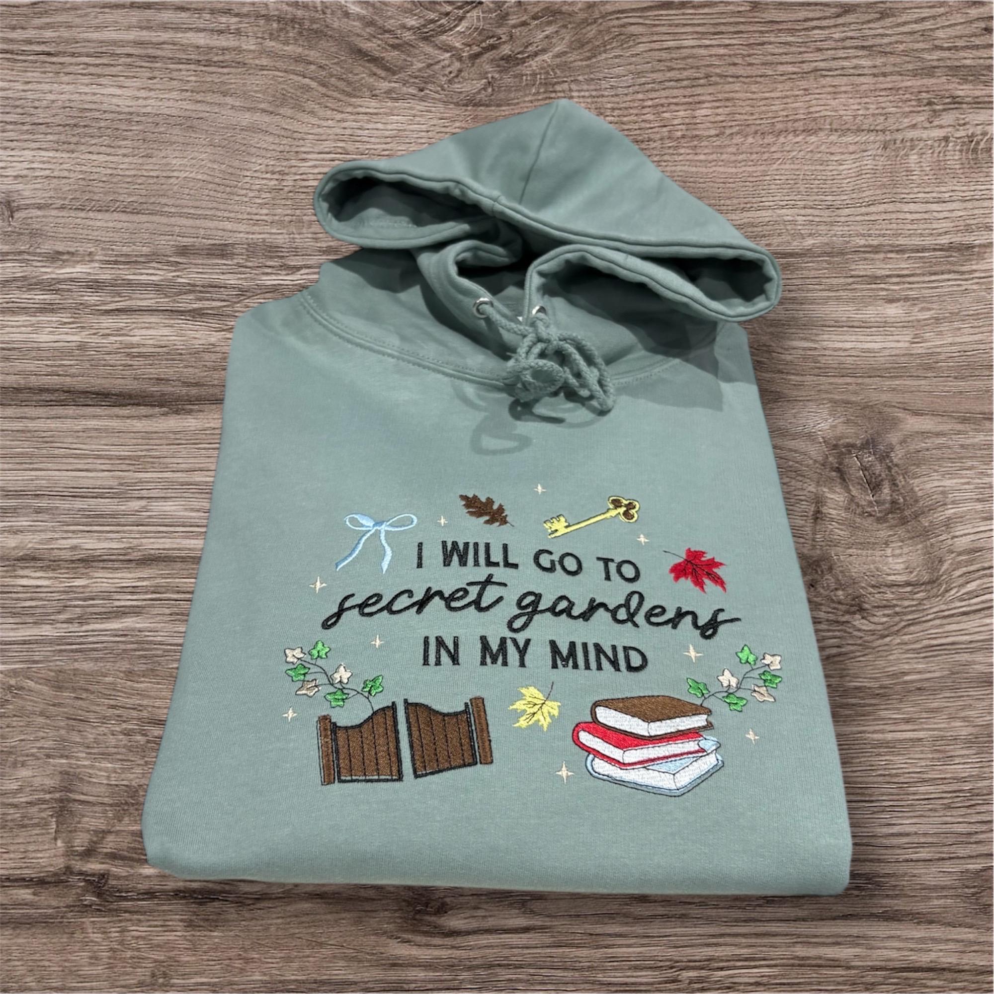 Embroidered Secret Garden Sweatshirt: Book Lover Crew Neck - Image 3