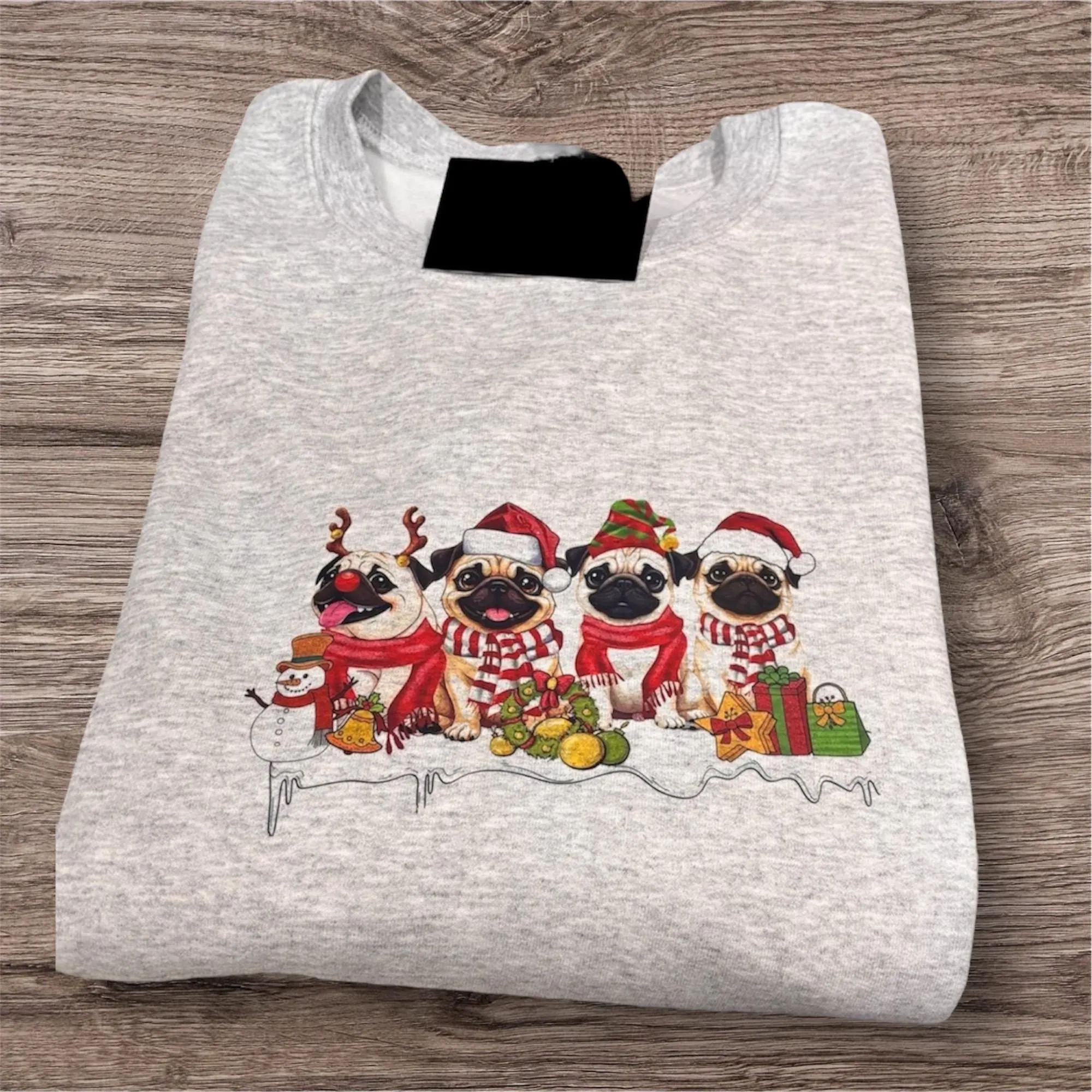 Pug Christmas Shirt: Festive Dog Jumper, Unisex Crew Neck