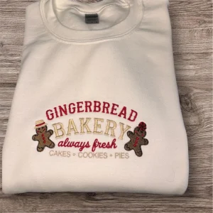Embroidered Gingerbread Bakery Sweatshirt: Unisex Christmas Jumper