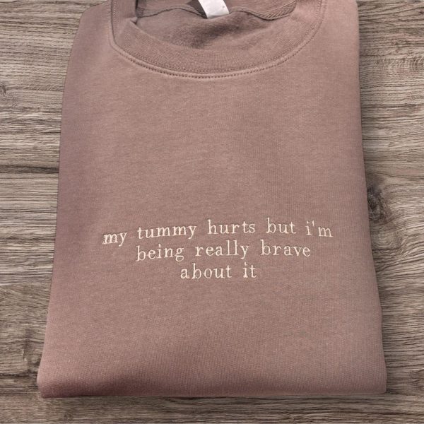 Embroidered "My Tummy Hurts" Unisex Sweatshirt: Funny Aches Jumper - Image 3