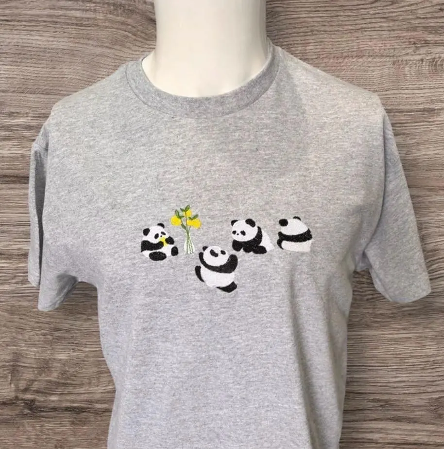 Embroidered Panda Sweatshirt, Animal Lover hoodie, cute pet Shirt, Gift For Women, men, clothing, fashion, cute bear embroidery top. - Image 2