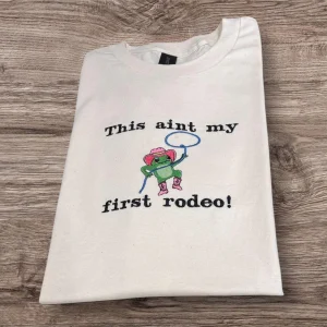 Embroidered Frog Cowboy T-Shirt: Western Animal Lover Clothing