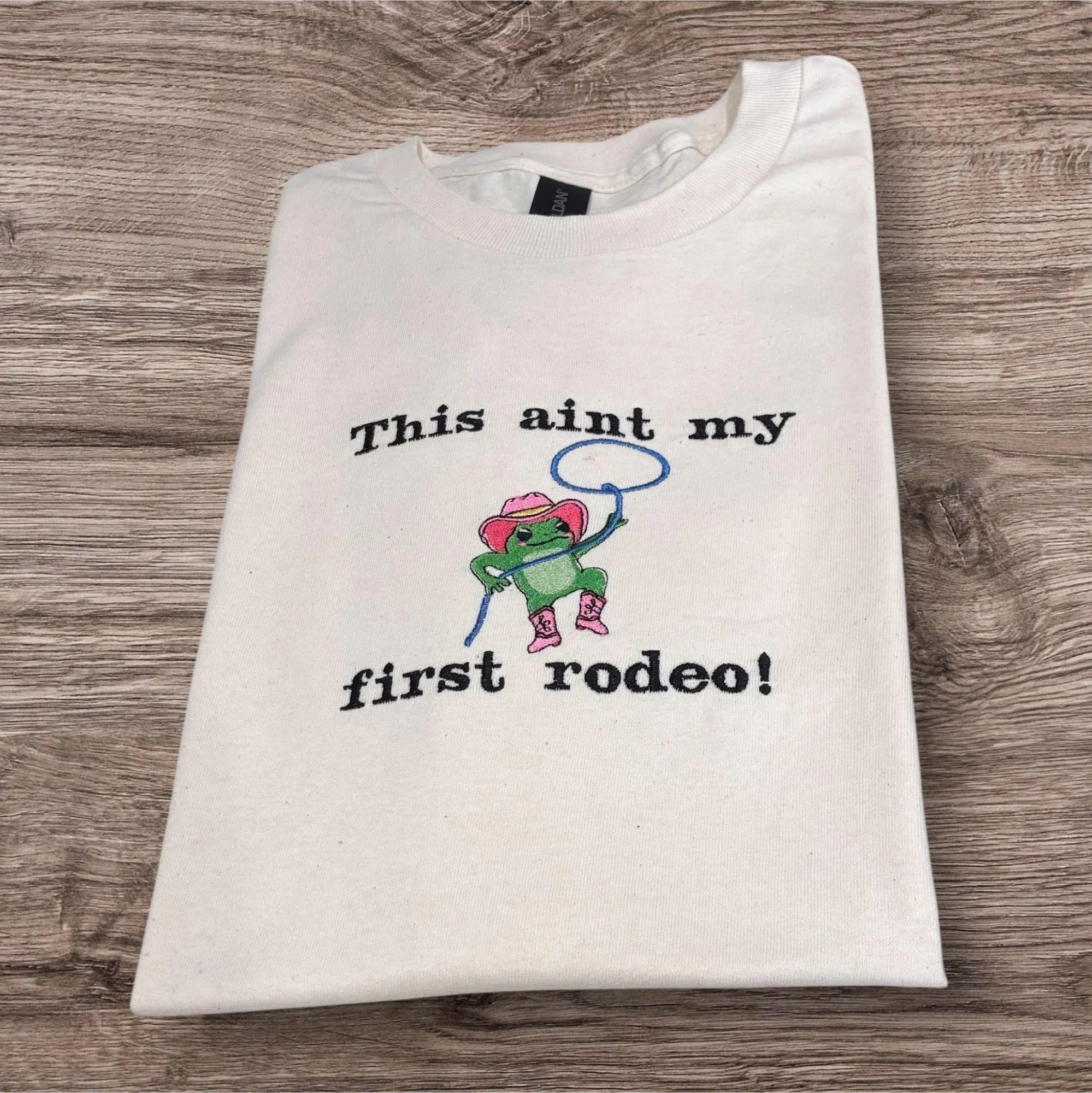 Embroidered Frog Cowboy T-Shirt: Western Animal Lover Clothing
