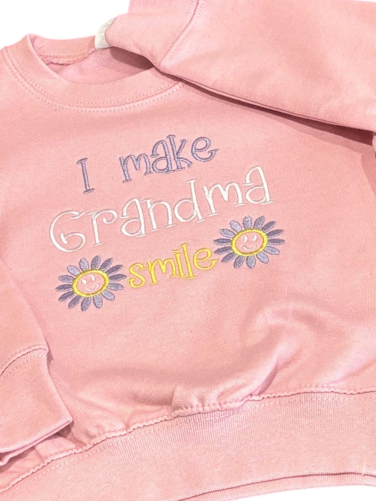 Embroidered "I Make Grandma Smile" Sweatshirt: Toddler & Girls Gift - Image 2