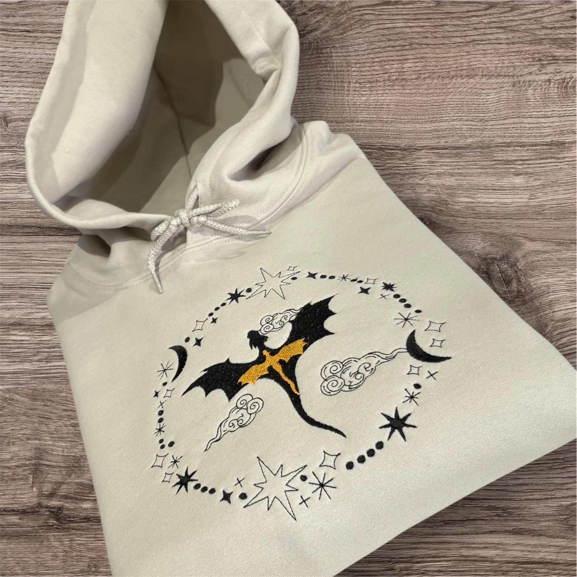 Embroidered Dragon Sweatshirt: Dragon Rider Reading Book Hoodie - Image 2