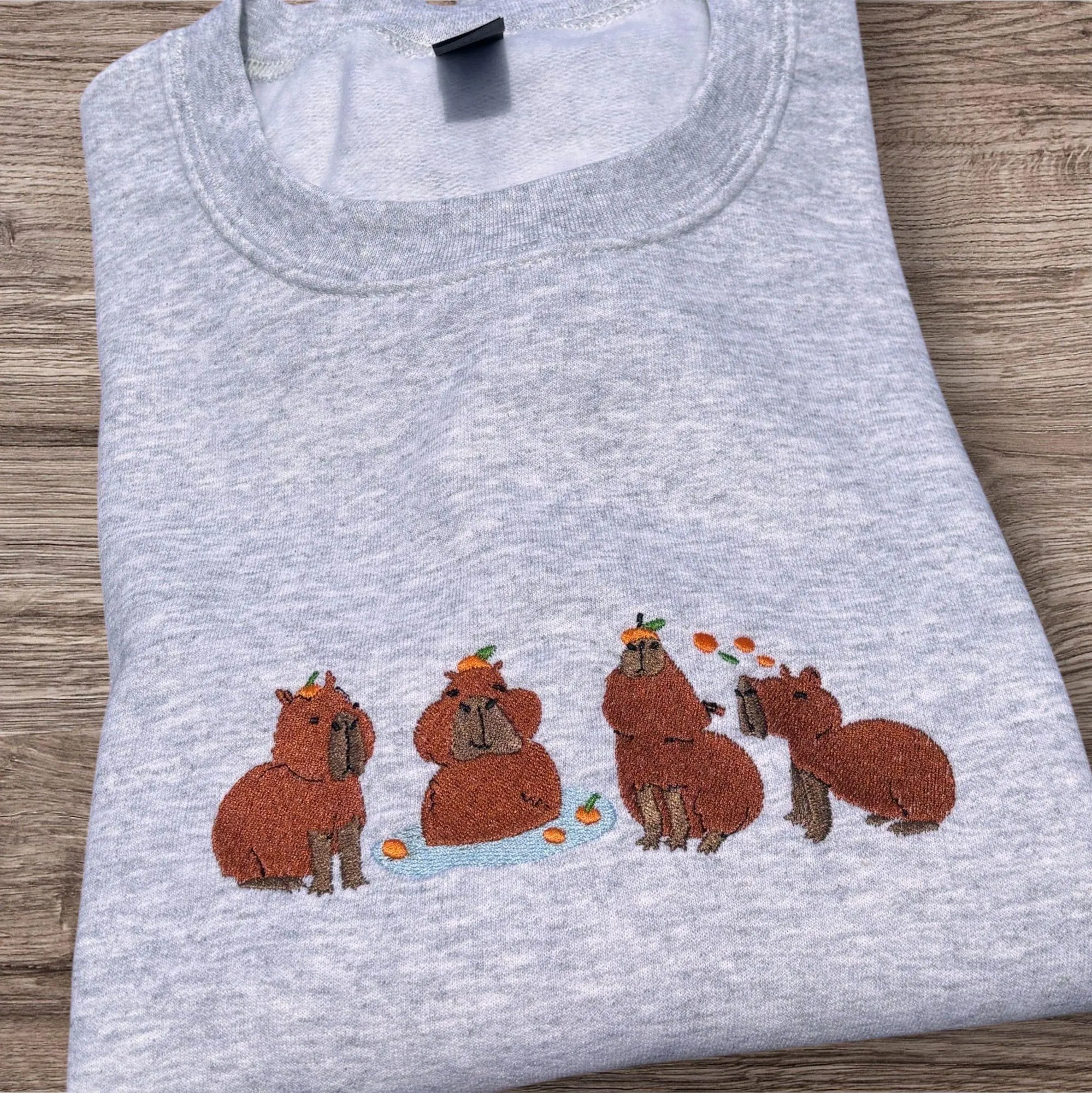 Embroidered Capybara Sweatshirt: Funny Rodent Top, Animal Lover Gift