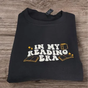 Embroidered "In My Reading Era" Sweatshirt: Book Lover Crew Neck