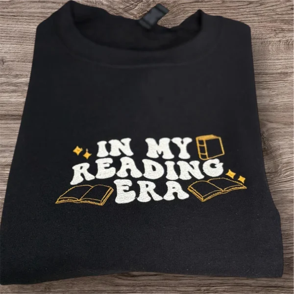 Embroidered "In My Reading Era" Sweatshirt: Book Lover Crew Neck - Image 2