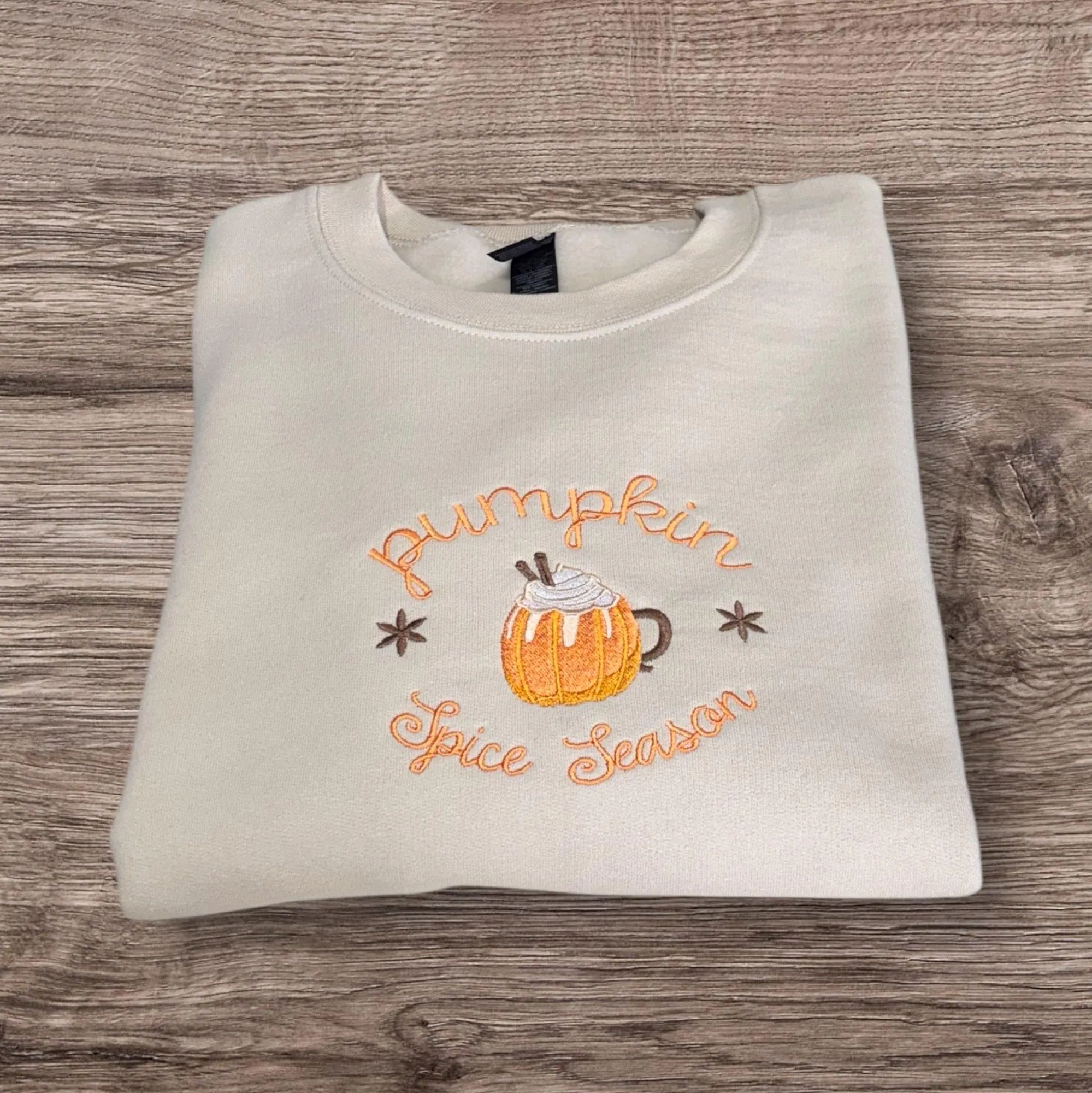 Embroidered Pumpkin Spice Sweatshirt: Autumn Leaves Season Jumper