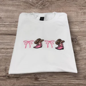Embroidered Cowboy Boots Sweatshirt: Western Cowgirl Style