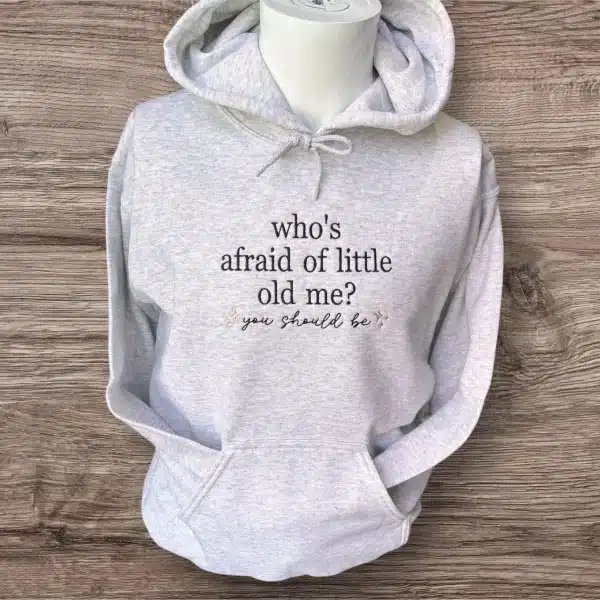 Embroidered 'who's afraid' Song Hoodie - Unisex Crew Neck Jumper - Image 2