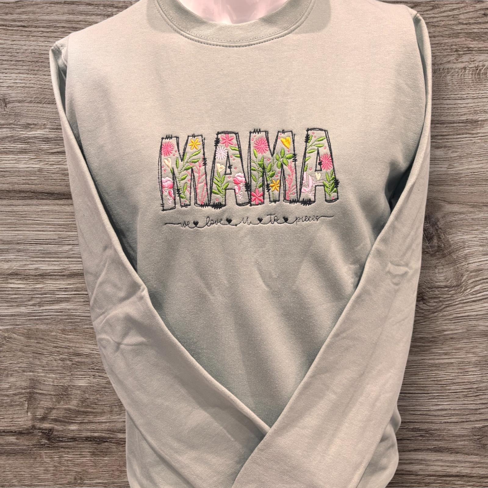 Embroidered MAMA Floral Sweatshirt: Wildflower Gift for Mum - Image 2