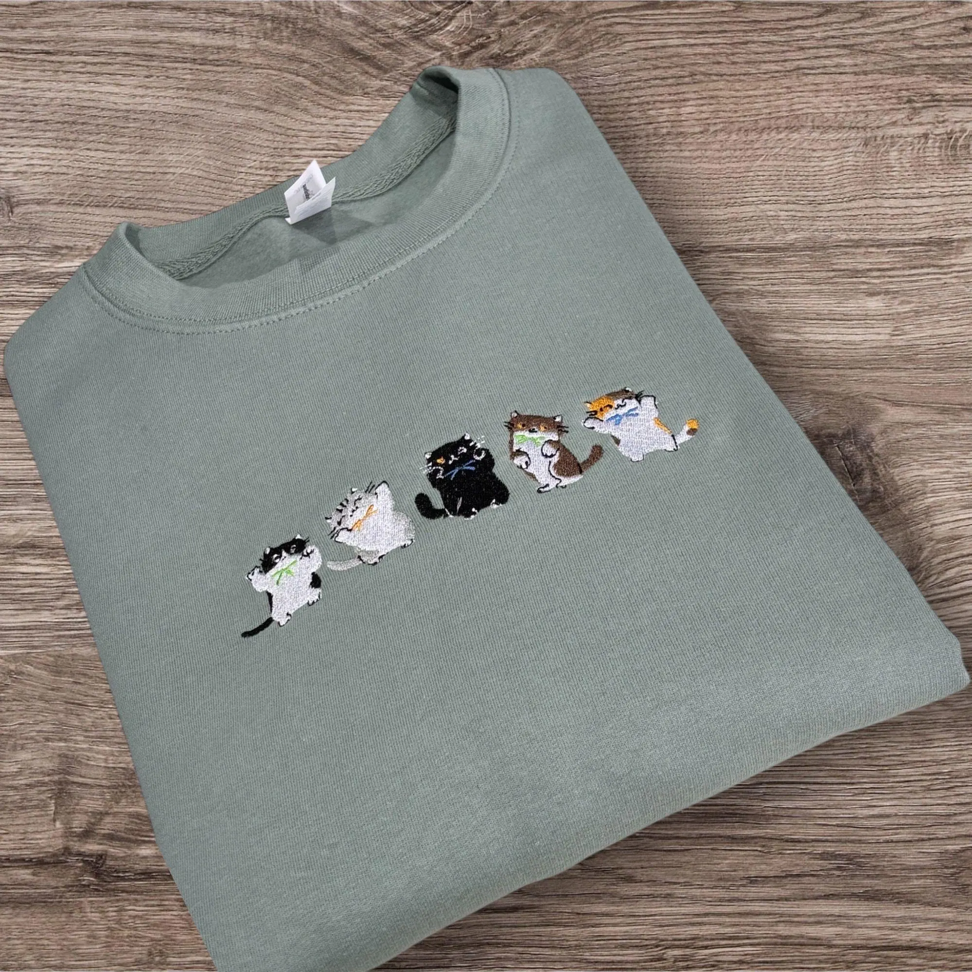 Embroidered cute cat sweatshirt or hoodie. Kitten clothing, animal clothes, gift for cat lovers, pussy cat hoodie.