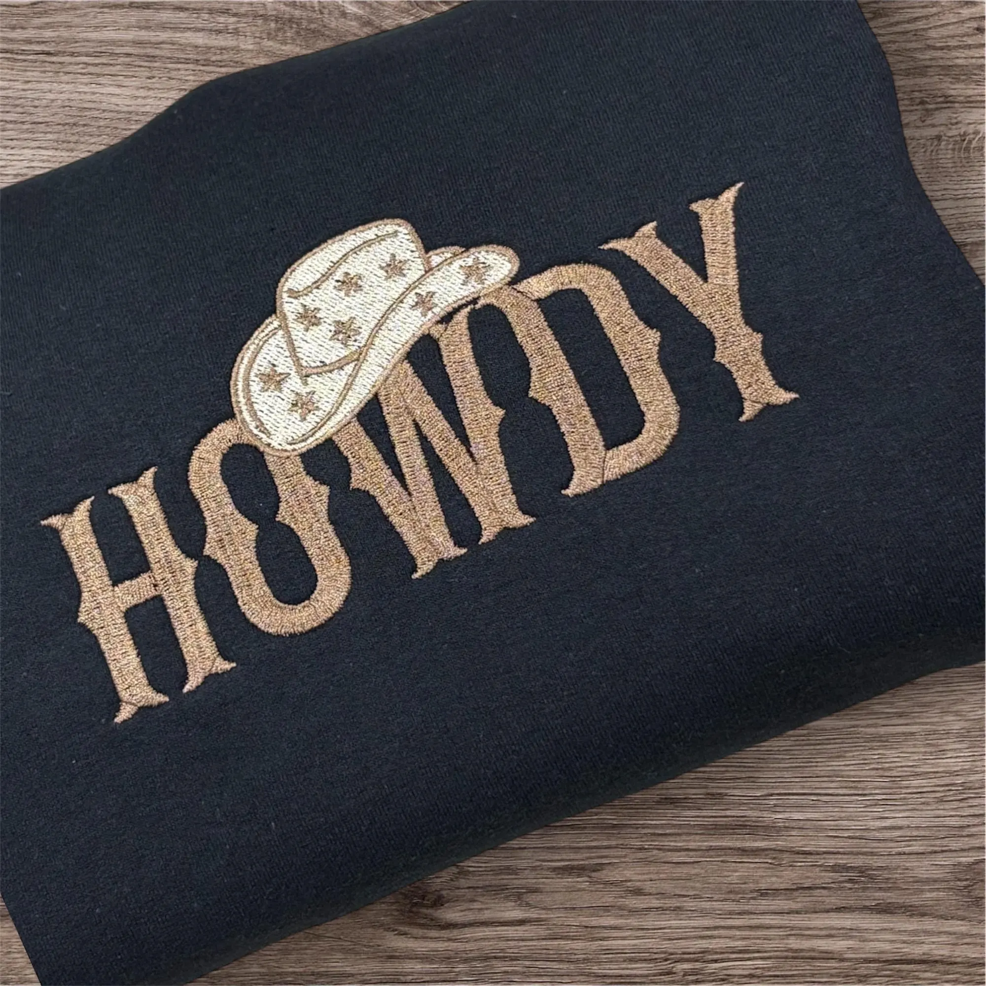 Embroidered Howdy Sweatshirt or Hoodie: Western Cowboy Hat - Image 4