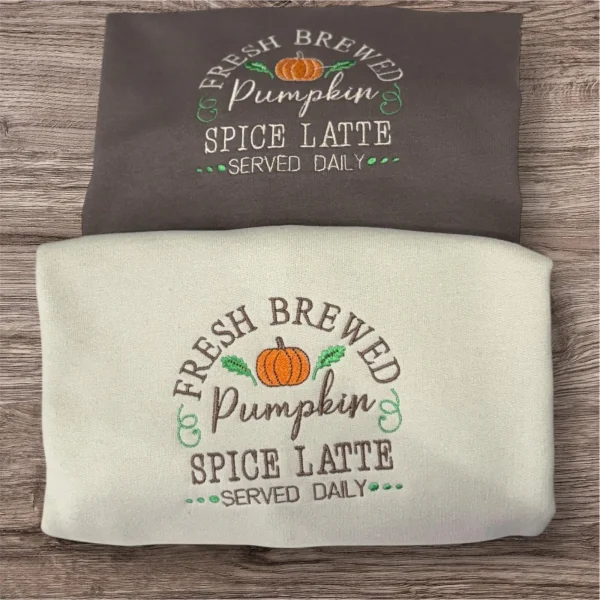 Embroidered Pumpkin Spice Latte Sweatshirt: Autumn Fashion Jumper - Image 2