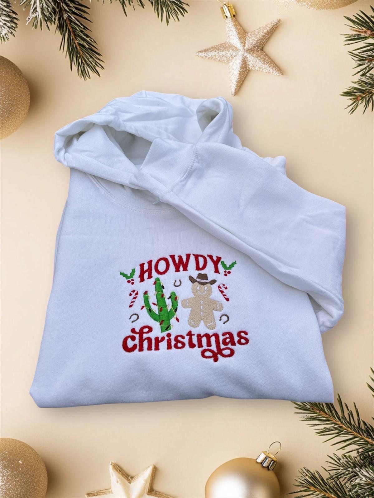 Embroidered Cowboy Gingerbread Man Sweatshirt: Western Christmas Jumper - Image 2