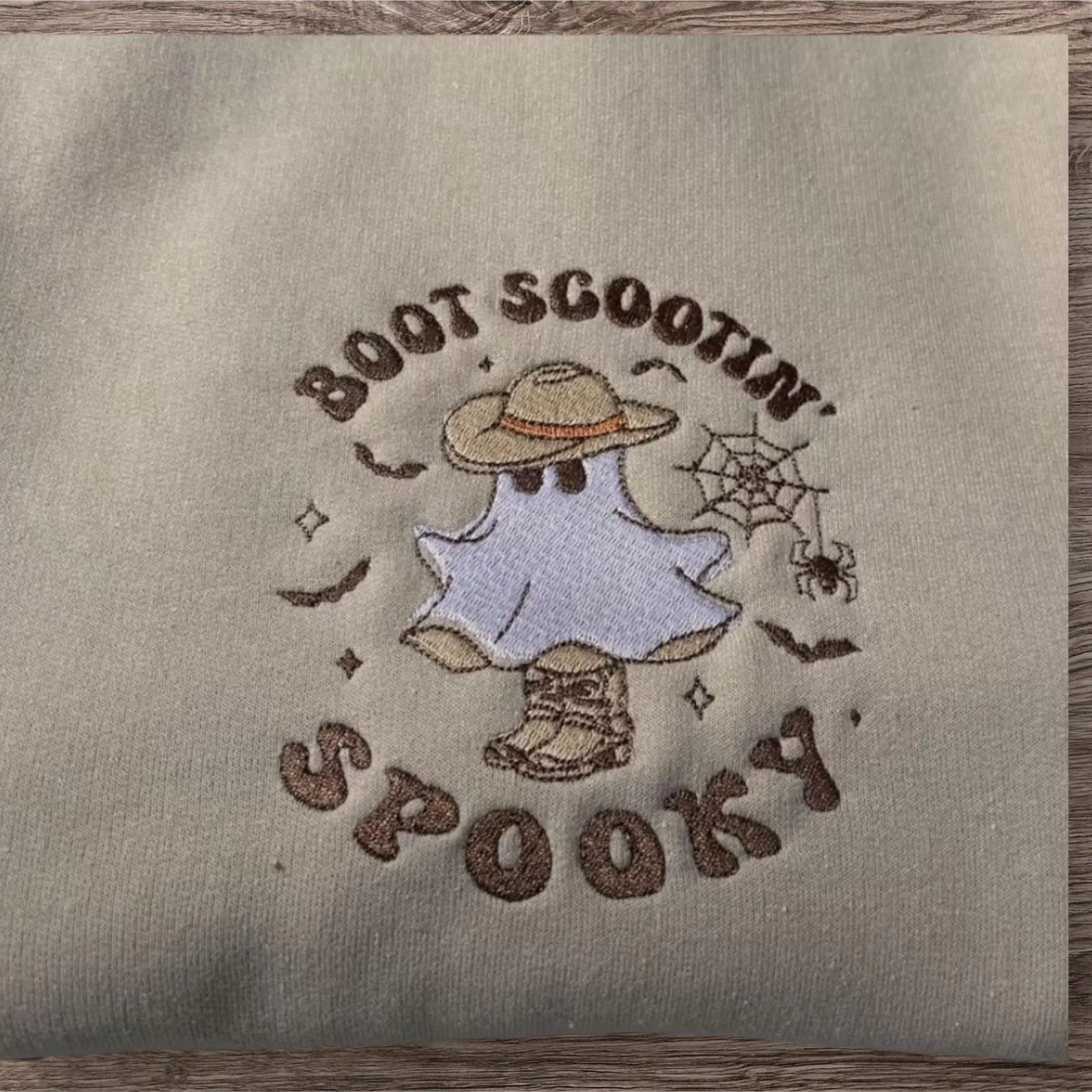 Embroidered Cowboy Ghost Sweatshirt: Boot Scootin' Spooky Western Halloween - Image 2