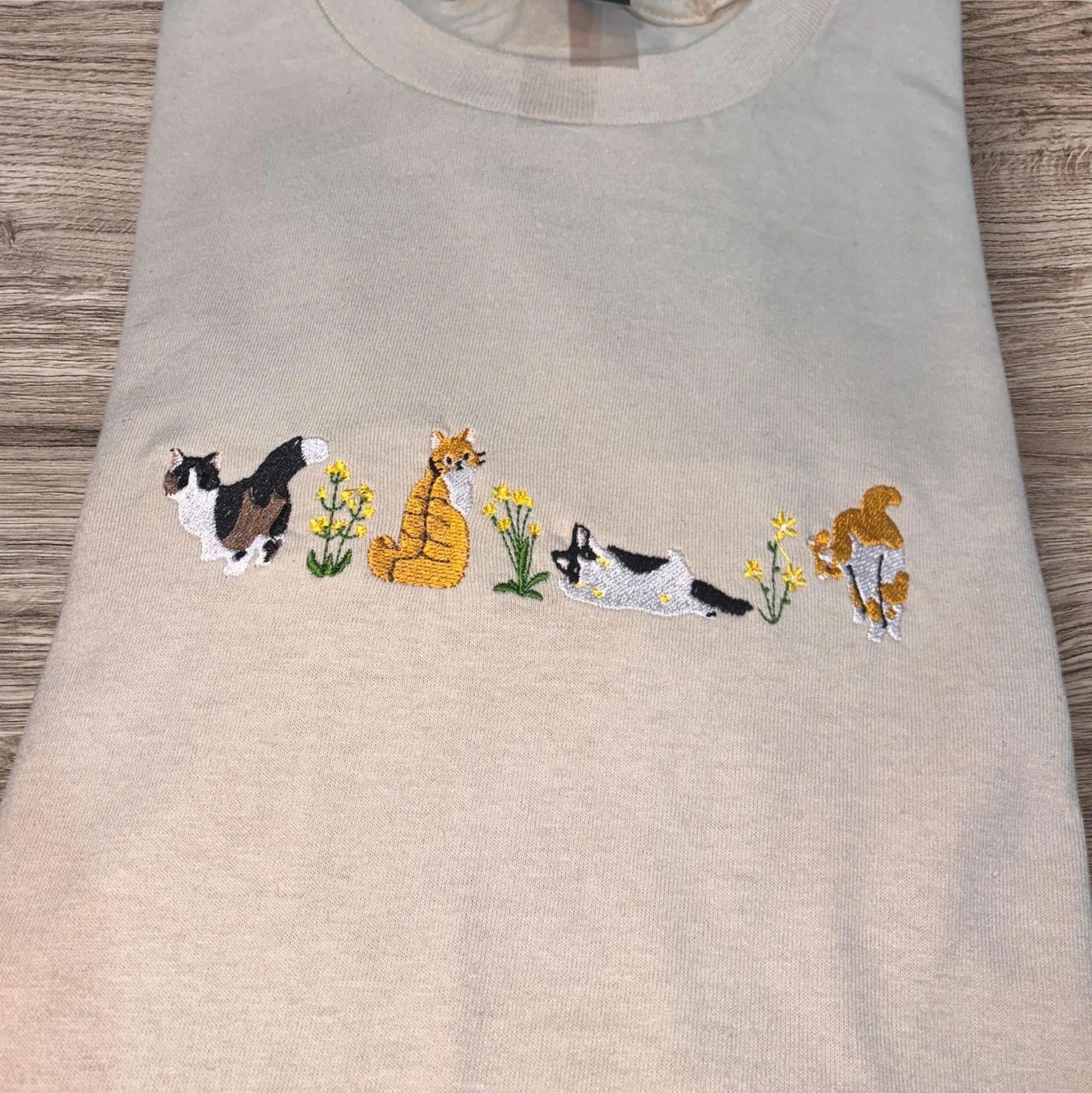 Embroidered cute cat sweatshirt or hoodie. Kitten clothing, animal clothes, gift for cat lovers, pussy cat hoodie.